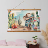 カウボーイハットの水の色は、西部の風景をサボテン 吊り下げ型タペストリー (寝室)