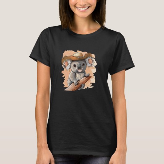 カウボーイハットをかぶったコアラのグラフィック Tシャツ (正面)