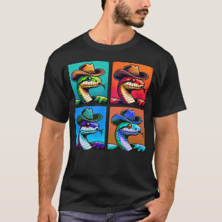 カウボーイハットをかぶったスネーク 楽しい動物 スネークのコウボーイ Tシャツ