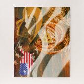 カウボーイハットアメリカ国旗の紫外線 ジグソーパズル (縦)