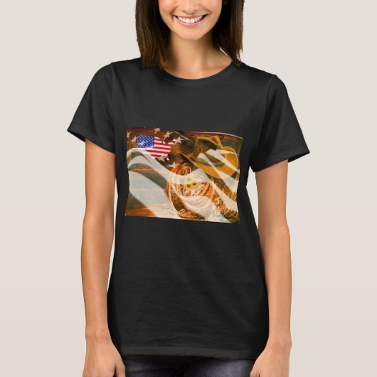 カウボーイハットアメリカ国旗の紫外線 Tシャツ (正面)