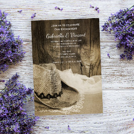 カウボーイハットアンドバーンウッドウェスタン婚約パーティ 招待状