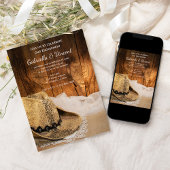 カウボーイハットアンドバーンウッドウェスタン婚約パーティ 招待状