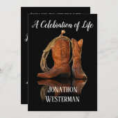 カウボーイハットアンドロープお祝いオブライフ 招待状 (正面/裏面)