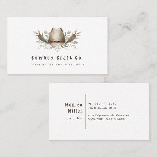 カウボーイハットウエスタンビジネスカード 名刺 (正面/裏面)
