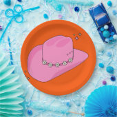 カウボーイハットオレンジとピンク ペーパープレート (パーティー)