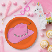 カウボーイハットオレンジとピンク ペーパープレート (パーティー)