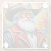 カウボーイハットクリスマスのサンタクロース ガラスコースター (裏面)