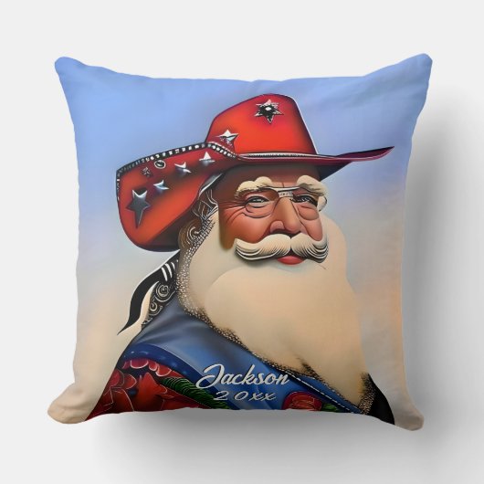 カウボーイハットクリスマスのタンサンタクロース クッション (正面)