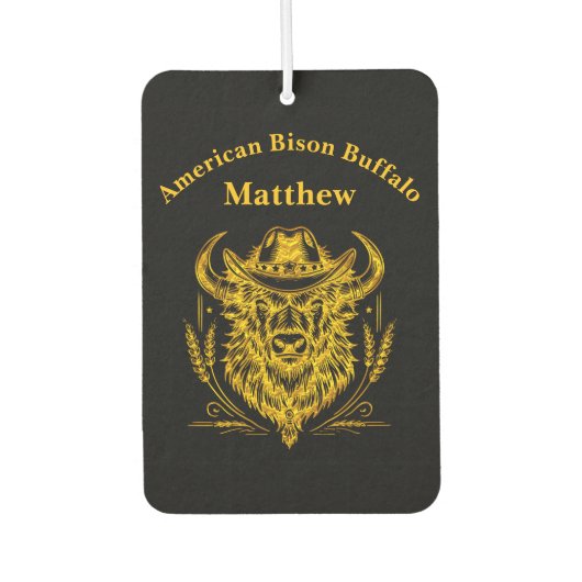 カウボーイハットゴールデンバッファローアート カーエアーフレッシュナー (正面)
