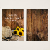 カウボーイハットサンフラワーズバーンウッド結婚式の引き出物ラベル (正面&裏面)