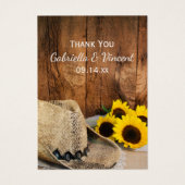 カウボーイハットサンフラワーズバーンウッド結婚式の引き出物ラベル (正面)