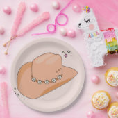 カウボーイハットニュートラルベージュ ペーパープレート (パーティー)