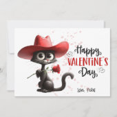カウボーイハットハッピーバレンタインデーの黒猫 シーズンカード (正面)