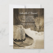 カウボーイハットバーンウッドウェスタンウェスタンウェディングデートを保存 マグネット招待状 (正面)