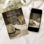 カウボーイハットバーンウッドカントリー結婚ウエスタンセピア 招待状