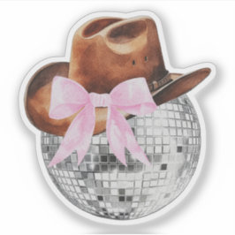 カウボーイハットピンクボウディスコボールウェスタンステッカー シール