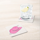 カウボーイハットピ名門私立校風のンク スクエアペーパーコースター (インサイチュ)