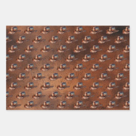 カウボーイハットブーツ牛革 ラッピングペーパーシート