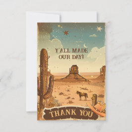 カウボーイハットベビーシャワー サンキューカード