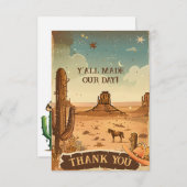 カウボーイハットベビーシャワー サンキューカード (正面/裏面)