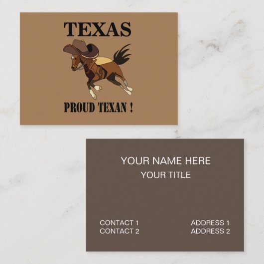 カウボーイハットホース誇りを持ったタンテキサス州 名刺 (正面/裏面)