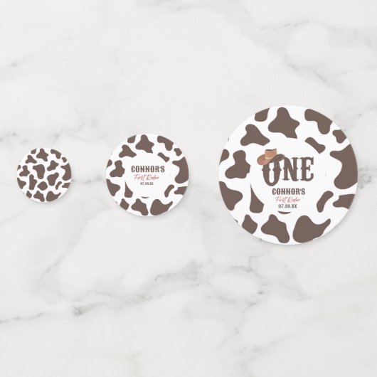 カウボーイハットワン最初のロデオ1番目の誕生日パーティー コンフェッティ (裏面)