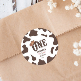 カウボーイハットワン最初のロデオ1番目の誕生日パーティー ラウンドシール