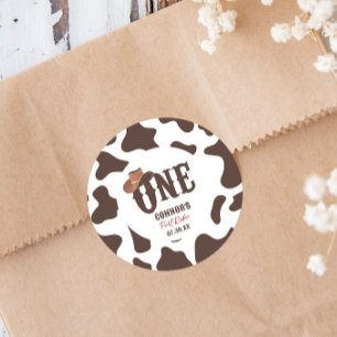 カウボーイハットワン最初のロデオ1番目の誕生日パーティー ラウンドシール