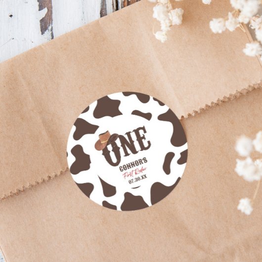 カウボーイハットワン最初のロデオ1番目の誕生日パーティー ラウンドシール