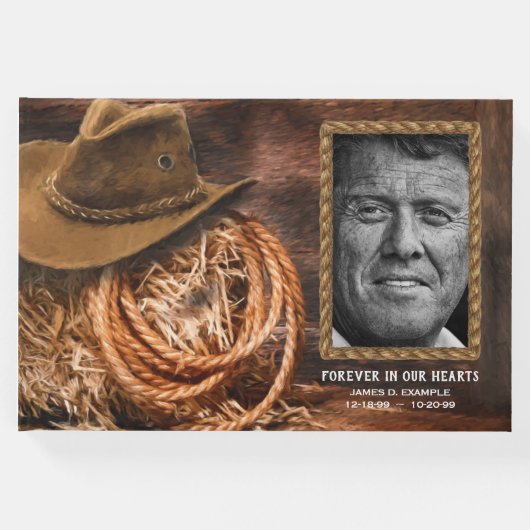 カウボーイハット写真葬儀記念ゲストブック ゲストブック (正面)