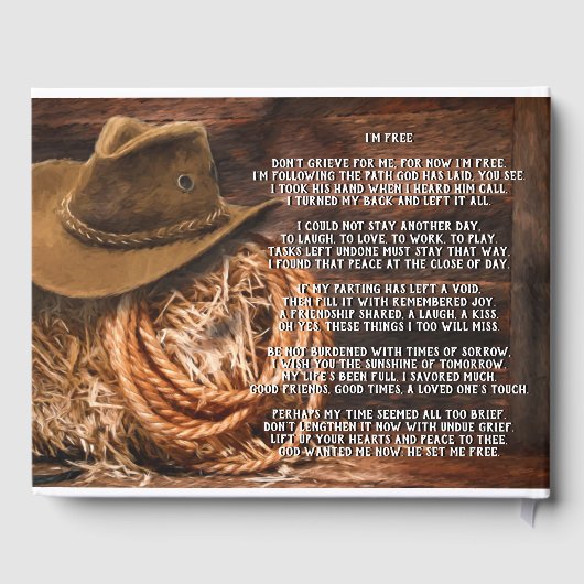 カウボーイハット写真葬儀記念ゲストブック ゲストブック (裏面)