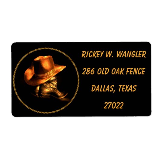カウボーイハット及びブーツ ラベル (正面)