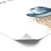 カウボーイハット西ブルーベビーシャワーの好意のサイン フォトプリント            (角)