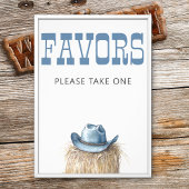 カウボーイハット西ブルーベビーシャワーの好意のサイン フォトプリント