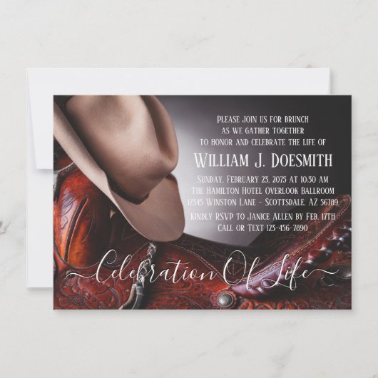 カウボーイハット鞍葬儀追悼法会 招待状 (正面)