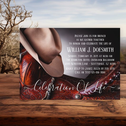 カウボーイハット鞍葬儀追悼法会 招待状