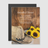 カウボーイハット、ひまわりバーンドウェディング日付を保存 マグネット招待状 (正面/裏面)