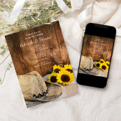 カウボーイハット、ひまわりバーンドウッドカントリー結婚式 招待状