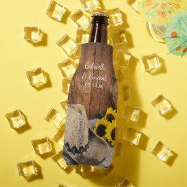 カウボーイハット、ひまわり、バーンドウッドウェスタン結婚ズ ボトルクーラー