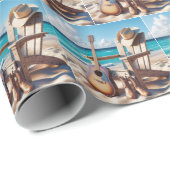 カウボーイハット、ギター、ビーチ砂のブーツ ラッピングペーパー (ロールコーナー)