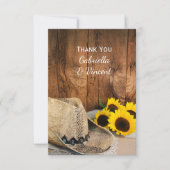 カウボーイハット、サンフラワーズバーンドウ結婚ィーズありがとう サンキューカード (正面)