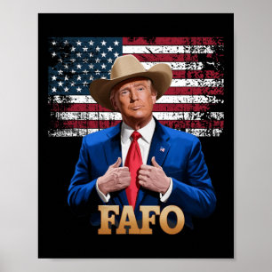 カウボーイハット – トランプFafo Fのまわりに米国国旗Vを見つける ポスター