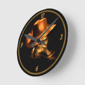 カウボーイハット&ブーツ ラウンド壁時計 (傾斜)