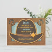 カウボーイハット – 青 – ベビーシャワー招待状 招待状 (スタンド正面)