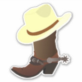 カウボーイハット(黄色)とカウボーイブーツ シール (正面)