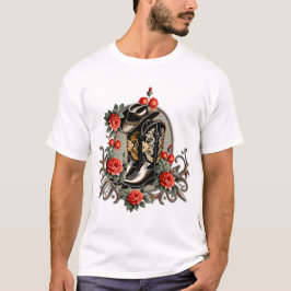 カウボーイハート:ブーツと花の詩。 Tシャツ
