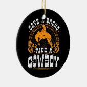 カウボーイバッキング馬ロデオに乗るブロンク セラミックオーナメント (右)