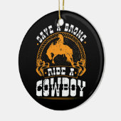 カウボーイバッキング馬ロデオに乗るブロンク セラミックオーナメント (左)