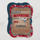 カウボーイバンダンナジャンパー赤ちゃんシャワー 招待状 (正面/裏面)